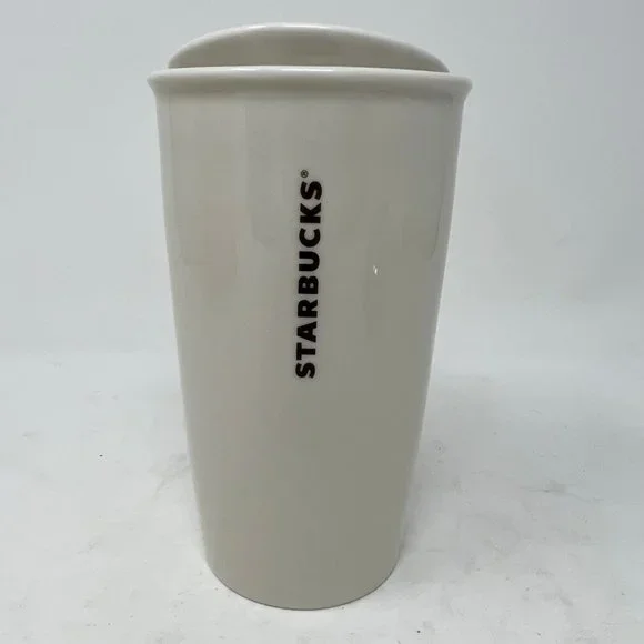 (SOLD)Starbucks Coffee White Porcelain and Gold Graphic Mug w/ Lid and Box - Picture 3 of 12